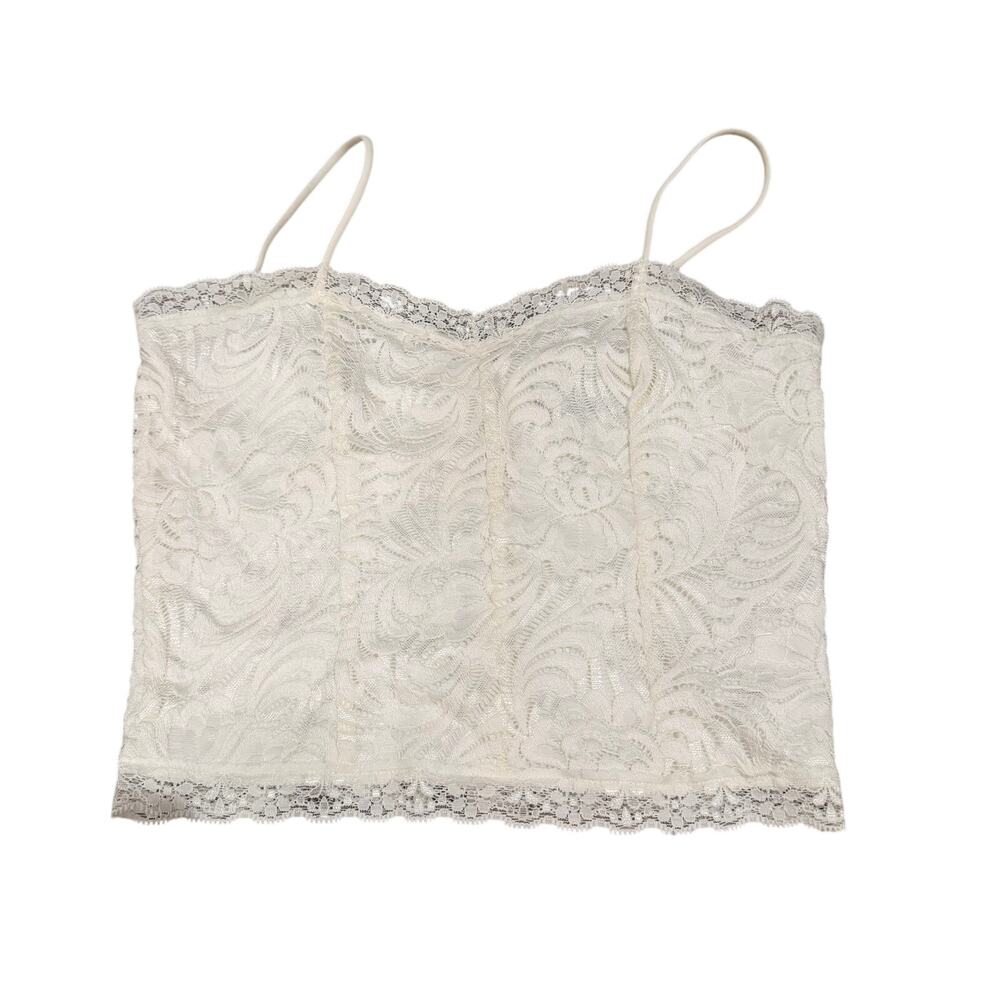 ELA White Lace Crop Top Shirt Size Medium